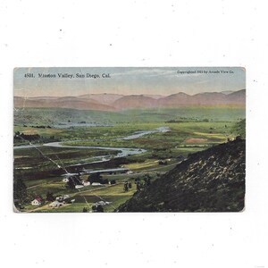 1911 Luchtfoto Ansichtkaart van Mission Valley, San Diego, Californië, Ongeposteerd, Kleur Getint, Ongeposteerd, Reizen Souvenirping