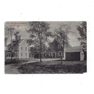 Pocztówka z 1913 r. przedstawiająca pocztę, sklep, South Lincoln, Maine, prawdziwe zdjęcie, wysłana ze znaczkiem 1 Cent i wiadomością, pamiątka z podróży