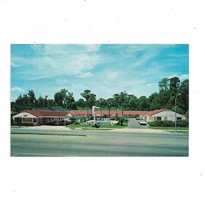 Frances 'Ppatit Court Cottage Postkarte, Jacksonville, Florida, aus den 1950er Jahren, ungepostet, Reiseandenken, Bill Norment Foto, Upcycle Sammelalbum