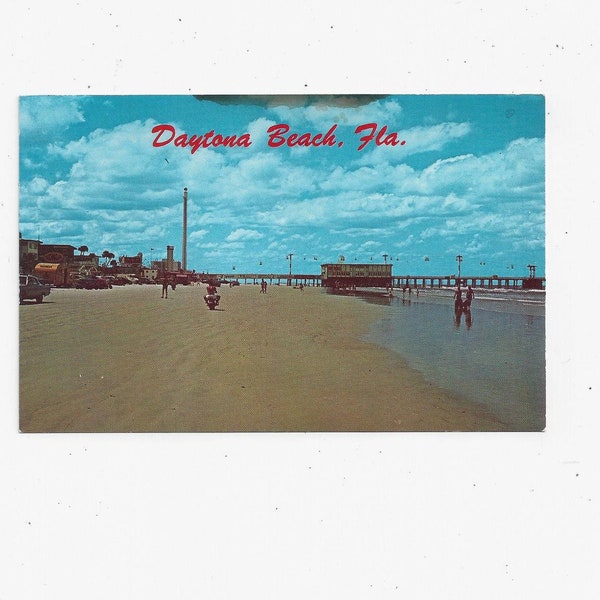 1970s Postcard of Daytona Beach Fishing Pier, Florida, Unposted, Sunshine State, Travel Souvenir. Some Staining, Photo M. H. Kenton