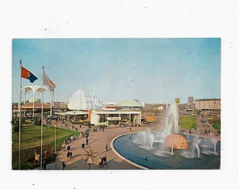 1964 Wereldtentoonstelling fotokaart in New York City, gepost met 4 cent-stempel, handgeschreven bericht, industriegebied