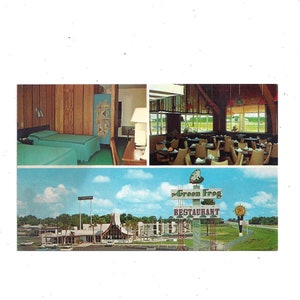 Carte postale Quality Court Motel des années 1960, Green Frog Restaurant, Adel, Géorgie, Non posté, AAA Endossé, Souvenir de voyage