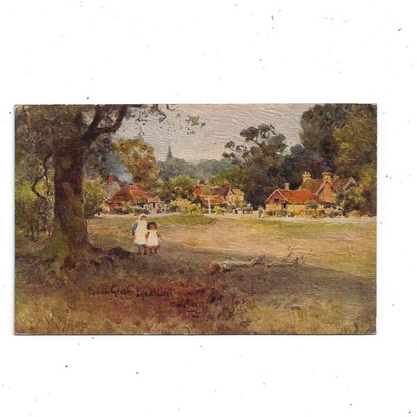 1920s Art Postcard of Lyndhurst, New Forest, England, Watercolor by Willrid Ball, Unposted, J. Salmon, British Ephemera