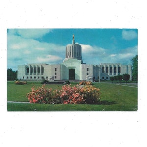 Cartolina dell'Oregon State Capitol Building a Salem, non spedita, degli anni '50, struttura in marmo, souvenir di viaggio vintage, regalo di ritagli di riciclo