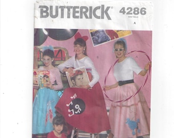 Butterick 4286 Pattern for Misses' Poodle Skirt & Top, Sizes Small to Large, From 1989, Halloween or Drama Costume Patterns, Vintage Pattern