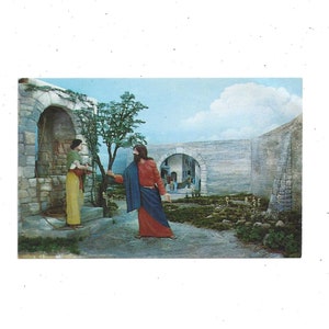 Jacob's Well Scene Postkarte am Prince of Peace-Denkmal in Silver Springs, Florida. Ab 1950, Nicht gepostetes Reiseandenken, Pub. von Koppel Cards