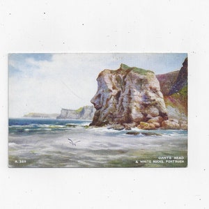 Cartão postal dos anos 1940-50 de Giants Head & White Rocks, Portrush, Irlanda do Norte, aquarela de Brian Gerald, não postado, lembrança, dia dos namorados