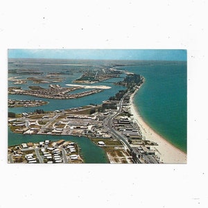 1970 Luftaufnahme von Treasure Island, St. Petersburg, Florida, Mit 6 Cent Stempel & Botschaft, Reise Souvenir