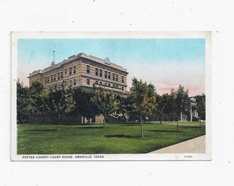 1930s Postcard of Potter County Court House, Amarillo, Texas, Unposted, Travel Souvenir, C.T. American Art, Building Built in 1904