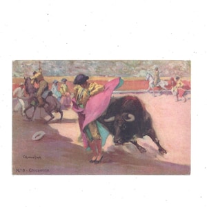 C Ruano Liopis Art Postkarte von Chicuelina Stierkampf in Spanien, mit 25 Correos Stempel, Nachricht, Papier Ephemera