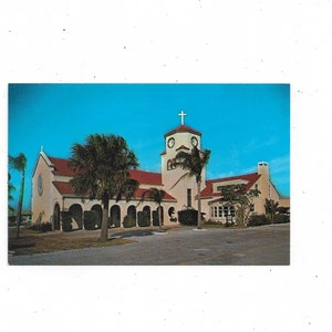 Cartão postal da década de 1960 da Igreja à beira-mar, Madeira Beach, São Petersburgo, Flórida, não postado, L. L. Cook Co., Community Congregational