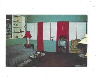 Postal de Velda Rose Motel, Parque Nacional Hot Springs, Arkansas, Vista de la habitación, Sin publicar, Recuerdo de viaje, Suministro de álbumes de recortes reciclados, década de 1960