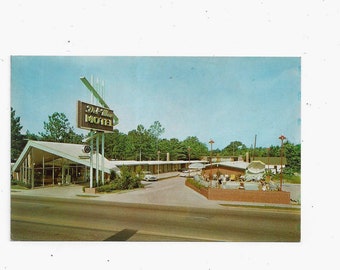 1950s Del-Mar Motel Postcard, Valdosta, Georgia, Unposted, US 41, Old Cars, Swimming Pool, Travel Souvenir Ephemera