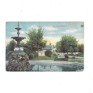 1907 Antyczna pocztówka z Portsmouth, Anglia, wysłana z półpensowym znaczkiem, widok na park, wiadomość odręczna, brytyjska pamiątka