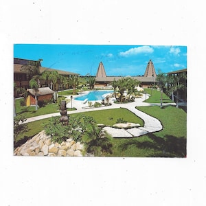 Tahitian Gardens Qualitäts-Motel-Postkarte zwischen Tarpon Springs und New Port Rickey, Florida, nicht gepostet, Sunshine State, Reise-Andenken