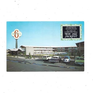 carte postale vintage Motel 6, Las Vegas, Nevada, des années 1970, sans affectation, Tropicana Ave, souvenir de voyage vintage, carte de jeu, scrapbook upcycle