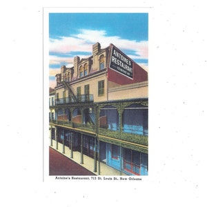 Cartão postal do restaurante Antoine, Nova Orleans, Louisiana, não publicado, da década de 1960, lembrança de viagem, 713 St.
