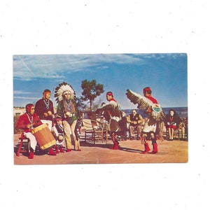 1959 Hopi Indianer Tribal Tänzer Postkarte, Grand Canyon National Park, Arizona, ungepostet, Eingeborenen Kleid, Südrand, Reise Souvenir, Upcycle