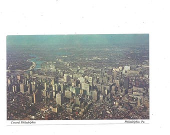 1976 Postcard of Central Philadelphia, Pennsylvania, Aerial View, Bicentennial City & Year, Unposted, Travel Souvenir, Schuylkill River