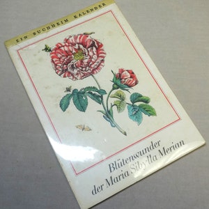1970 Kunstkalender Ein Buchheim, der Maria Sibylla Merian, 9 1/8 x 6 5/8 Ansichtkaarten, Lijst Waardig, Gedrukt in Duitsland, Insecten- en Bloemenprint