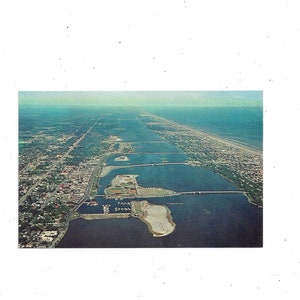 1960er Daytona Beach, Florida, Luftaufnahme von 5 Brücken über dem Fluss Halifax, Unposted, Vintage Reise Souvenir Ephemera