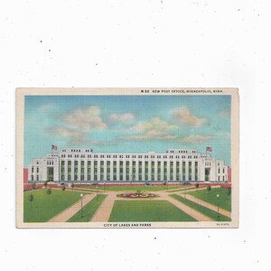 Nouveau bureau de poste, Minneapolis, Minnesota, Sans affectation, à partir des années 40, Fourniture de recyclage de scrapbooking, Construit dans les années 30, « City of Lakes & Parks », Upcycle