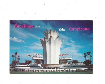 The Tropicana Hotel Postcard, Las Vegas, Nevada, From 1957, Unposted, Outside View, Travel Souvenir, Upcycle Scrapbook Supply