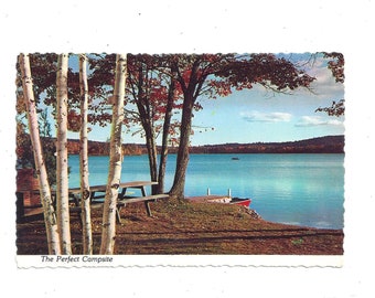 1970s Postcard of The Perfect Campsite, New Hampshire, 4 x 6 Inches, Unposted, William Sheehan Co., Travel Souvenir,