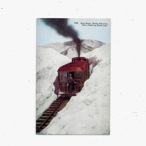 Carte postale de reproduction de train à crémaillère de Pike's Peak, Windy Point Cut, Colorado, montagnes Rocheuses, non affecté, voyage souvenir