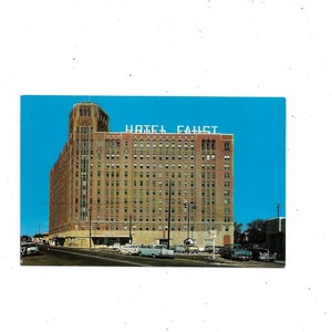 Cartolina anni '50 dell'Hotel Faust, Rockford Illinois, non pubblicata, vecchie auto, souvenir di viaggio vintage effimero, scrapbooking di riciclo