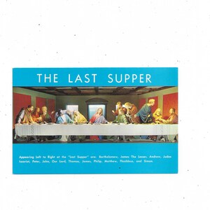 The Last Supper Postkarte von Christus Biblical Gardens, Gatlinburg, Tennessee, ungepostet, von Leonardo da Vinci, aus den 1960er Jahren, Smoky Mtns