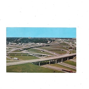 Carte postale des années 1960 d'Atlanta, Géorgie, autoroutes I-20, I-75 et I-85, non affranchie, souvenir de voyage éphémère vintage, scrapbook upcycle