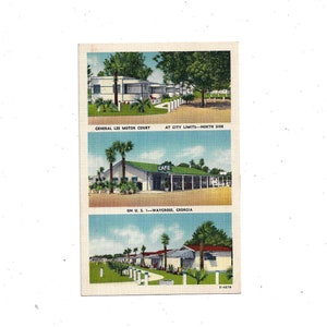Leinenpostkarte aus den 1940er Jahren von General Lee Motor Court Motel, Waycross, Georgia, USA Nr. 1, ungepostet, Vintage-Reisesouvenir