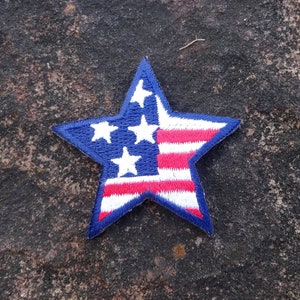 Flag Star Embroidered Applique, Red, White, Blue, 2 Inches, July 4th, Independence Day, Home Sewing, Iron or Sew On