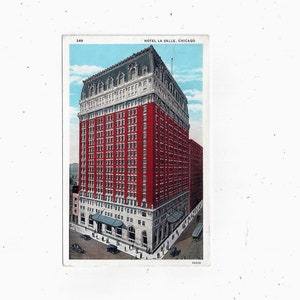 Cartão postal da década de 1930 do Hotel La Salle, Chicago Illinois, não publicado, Feira Mundial Century of Progress de 1933, lembrança de viagem,