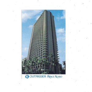 Cartão postal do hotel Outrigger Prince Kuhlo, Honolulu, Havaí, não postado da década de 1970, década de 1980, lembrança de viagem, praia de Waikiki, suprimento de álbum de recortes upcycle
