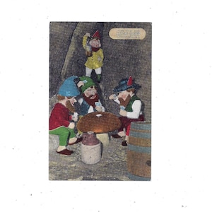 Cartão postal de linho dos anos 1940 do jogo Gnome Poker, Rock City, Lookout Mountain, Tennessee, não postado, lembrança de viagem, Chattanooga,