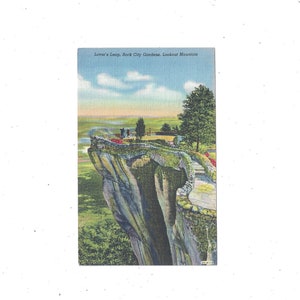 1946 Lovers Leap Rock City Linen Postcard, Lookout Mountain, Tennessee, Len z ładnymi kolorami, Wysłane z wiadomością, 1 Cent Stamp Travel