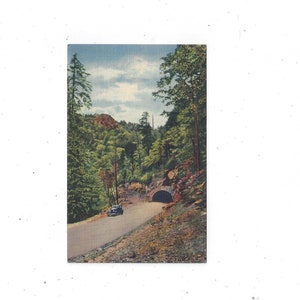1940s linnen ansichtkaart van Indian Gap Highway & Tunnel, Smoky Mountains, Unposted, Vintage Reizen Ephemera Souvenir,