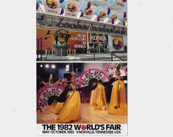 1982 Weltausstellung Postkarte der Republik Korea Pavilion, Knoxville, Tennessee, Unposted, Vintage Ephemera, Upcycle Scrapbook