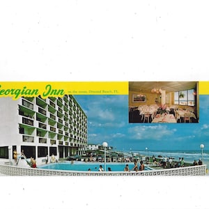 Postkarte von 1970er Jahre Georgian Inn, Ormond Beach, Florida, Extra lang, 9 x 3,5 Zoll, Unposted, Reise Souvenir Ephemera