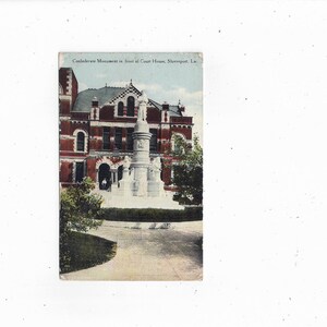 Cartão postal de 1910 do tribunal, Shreveport, Louisiana, postado com selo de 1 centavo e mensagem escrita à mão, lembrança de viagem efêmera, S H Kress Co