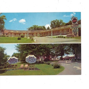 Carte postale des années 1960 de Overlook Motel, Charlottesville, Virginie, non postée, surdimensionnée 7 1/8 x 5,5 pouces, US Route 250, Souvenir de voyage éphémère
