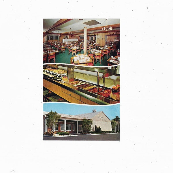 Sweden House Smorgasbord Restaurant Postcard, Fort Lauderdale, Florida, Unposted, Travel Souvenir, Beach, Upcycle Scrapbook Supply