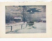 John Greenleaf Whittier's Birthplace near Haverhill, Massachusetts, "Snowbound" Art Book Plate, 1910 The Stoddard Library, A W Buhler Artist