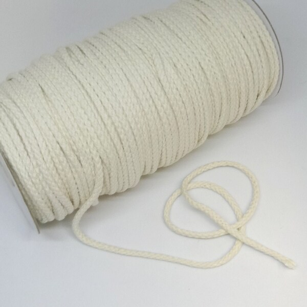 NATURAL Cotton Drawstring Cord, In 2-YARD INCREMENTS, No Core, 1/4 Inch Wide, Sewing, Lace-Up, Grommets, Hoods