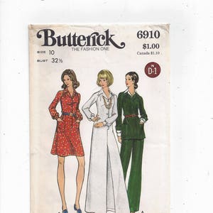 Butterick 6910 Pattern for Misses&#39; Long Dress, Tunic, Pants, From 1970s, Size 10, Vintage Pattern, Home Sewing, 1970s Fashion Sewing