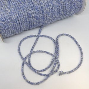 Lt. Denim Heather Cotton Drawstring Cord, In 2-YARD INCREMENTS, No Core, 1/4 Inch Wide, Sewing, Lace-Ups, Grommets, Hoods