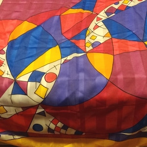 Specialty House Abstract Art Scarf from Italy, 34 In. Square, From 1980s, 100% Polyester, Silk Feel, Vintage Fashion Accessory, Upcycle Gift