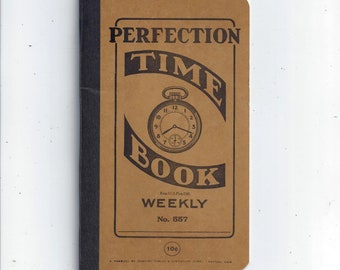 Frühe 1900er Jahre Perfection Weekly Time Book, Nr. 557, unbenutzt, Western Tablet & Stationery Corp., 6,825 x 4,25 In., Industriepapier, Lohntabellen